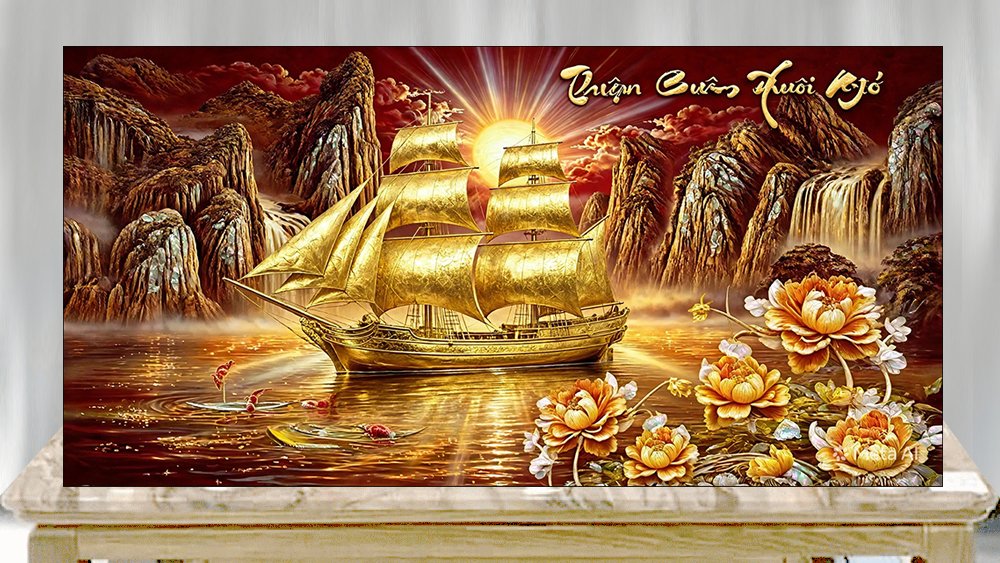 Tân gia khai trương tặng gì tranh sơn mài - A48