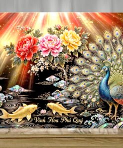 Tranh sơn mài Tặng khai trương tân gia vinh ho phú quý - A21