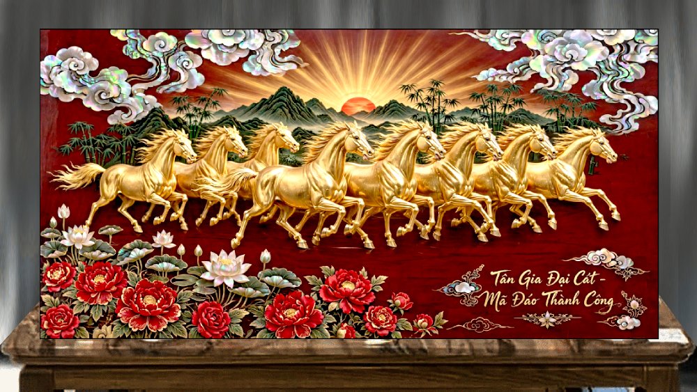 Tranh sơn mài tặng tân gia khai trương hồng phát - A20