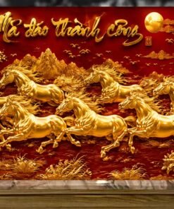 Tranh tặng tân gia khai trương Tranh sơn mài mã đáo thành công -A24