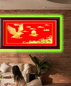 Tranh tặng khai trương công ty bạn thân tranh dát vàng đại bàng tung cánh (3)